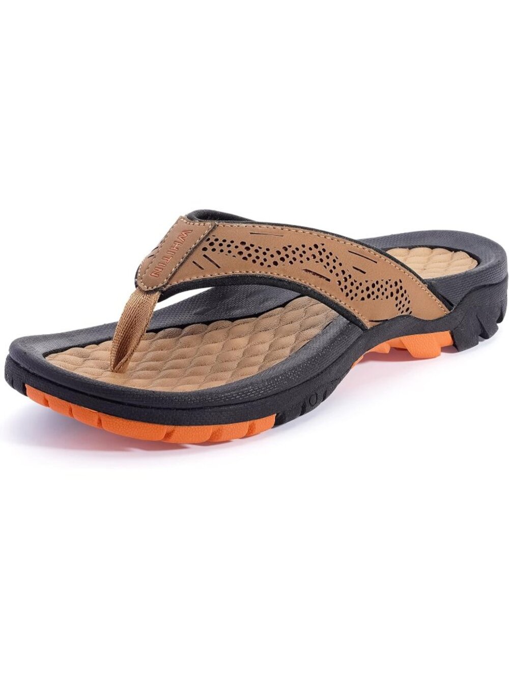 Men's Orange Flip Flops | Outdoor Thong Sandals Arch Support Slip Resistant